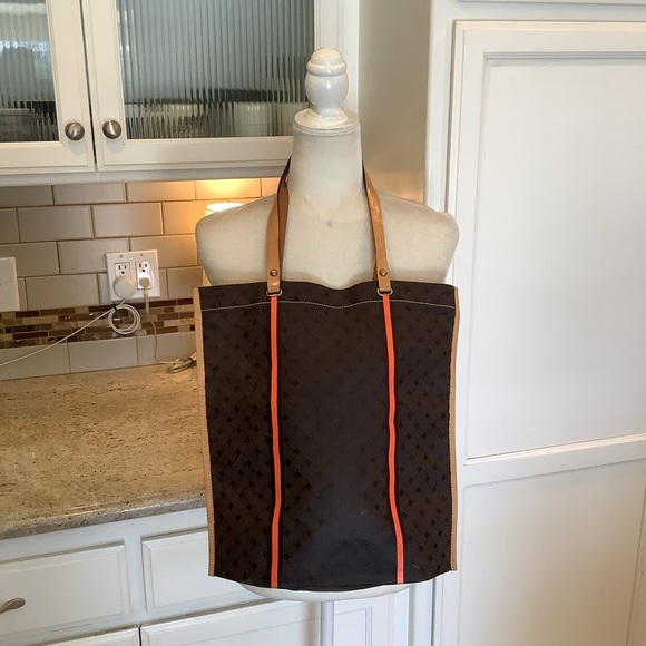Cole Haan Brown Market Shopping Tote Bag Leather Double Straps - Picture 1 of 7